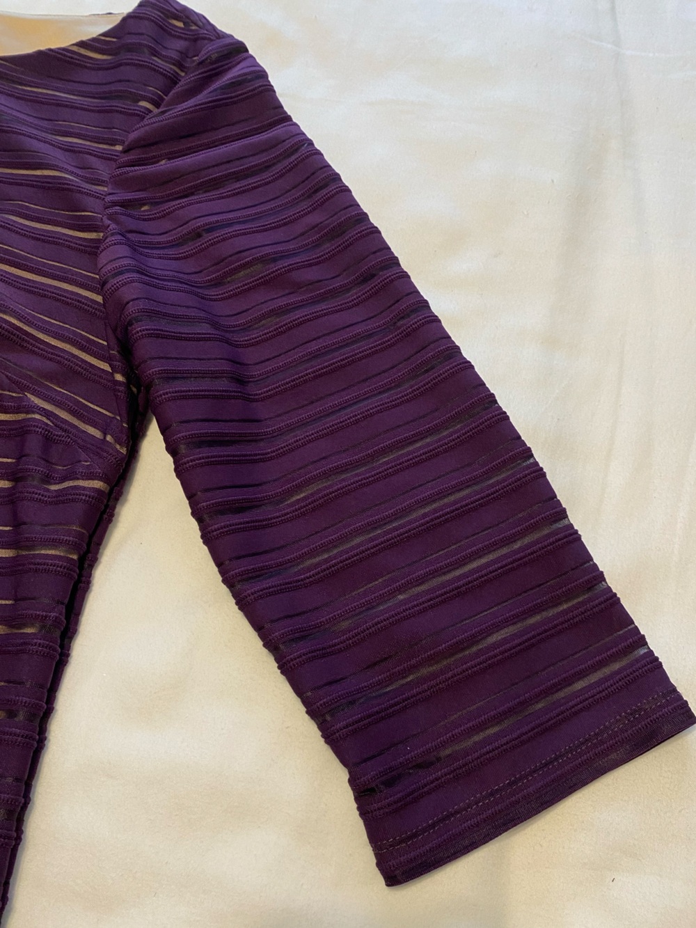 NEW Jessica Howard Purple Textured Cream Lined Dress with 3/4 Sleeves Size 14 - Picture 7 of 11